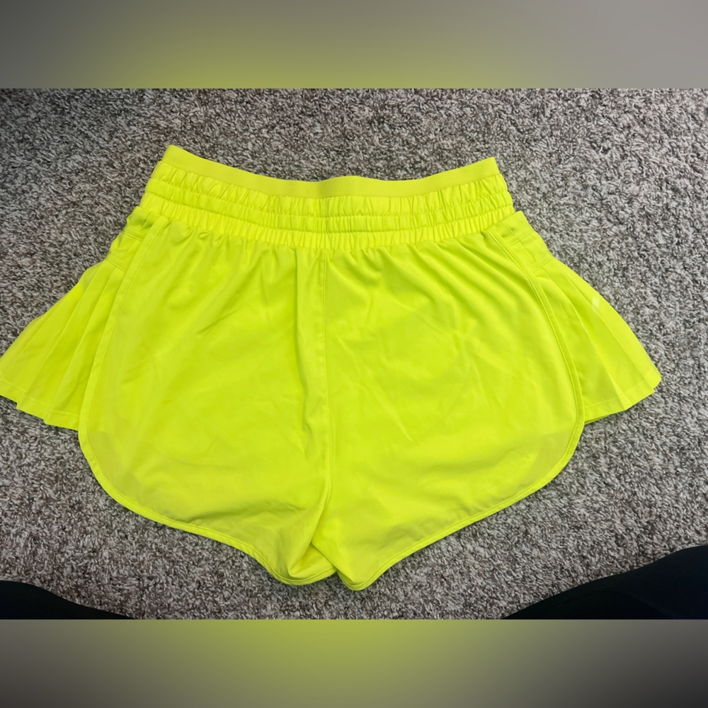 Joylab Women's Neon Lime Drawstring Pleated Athletic Shorts - Picture 3 of 4